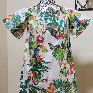 EUC J.Crew SZ 4 Off the Shoulder Ratti Into the Wild F1959 Jungle Cotton Dress